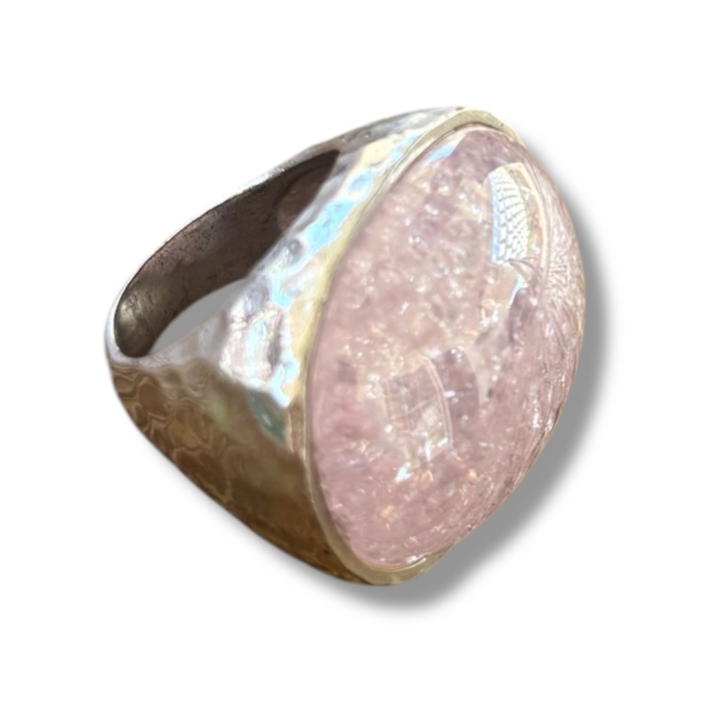 Silver And Pink Stone Statement Ring - image 2